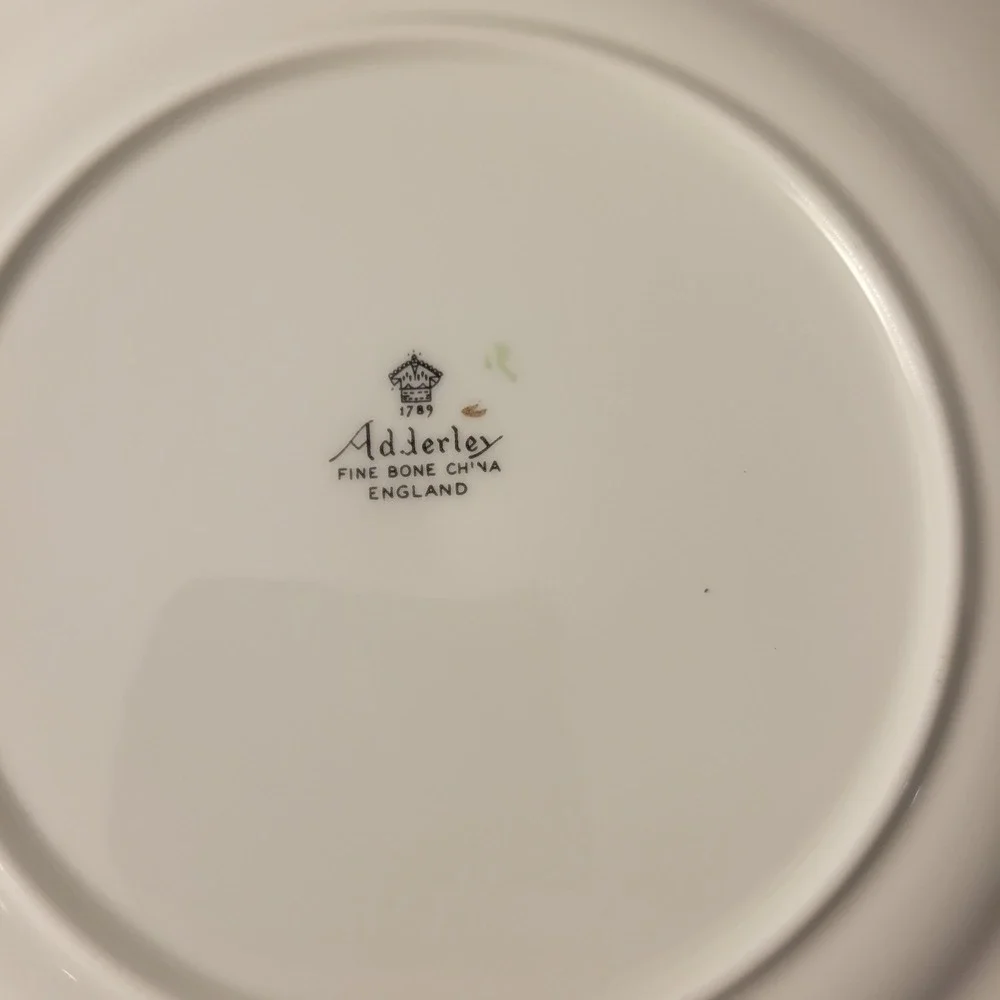 Adderley Salad Plates‎ Women White Floral Gold Rim Fine Bone China Set of 4